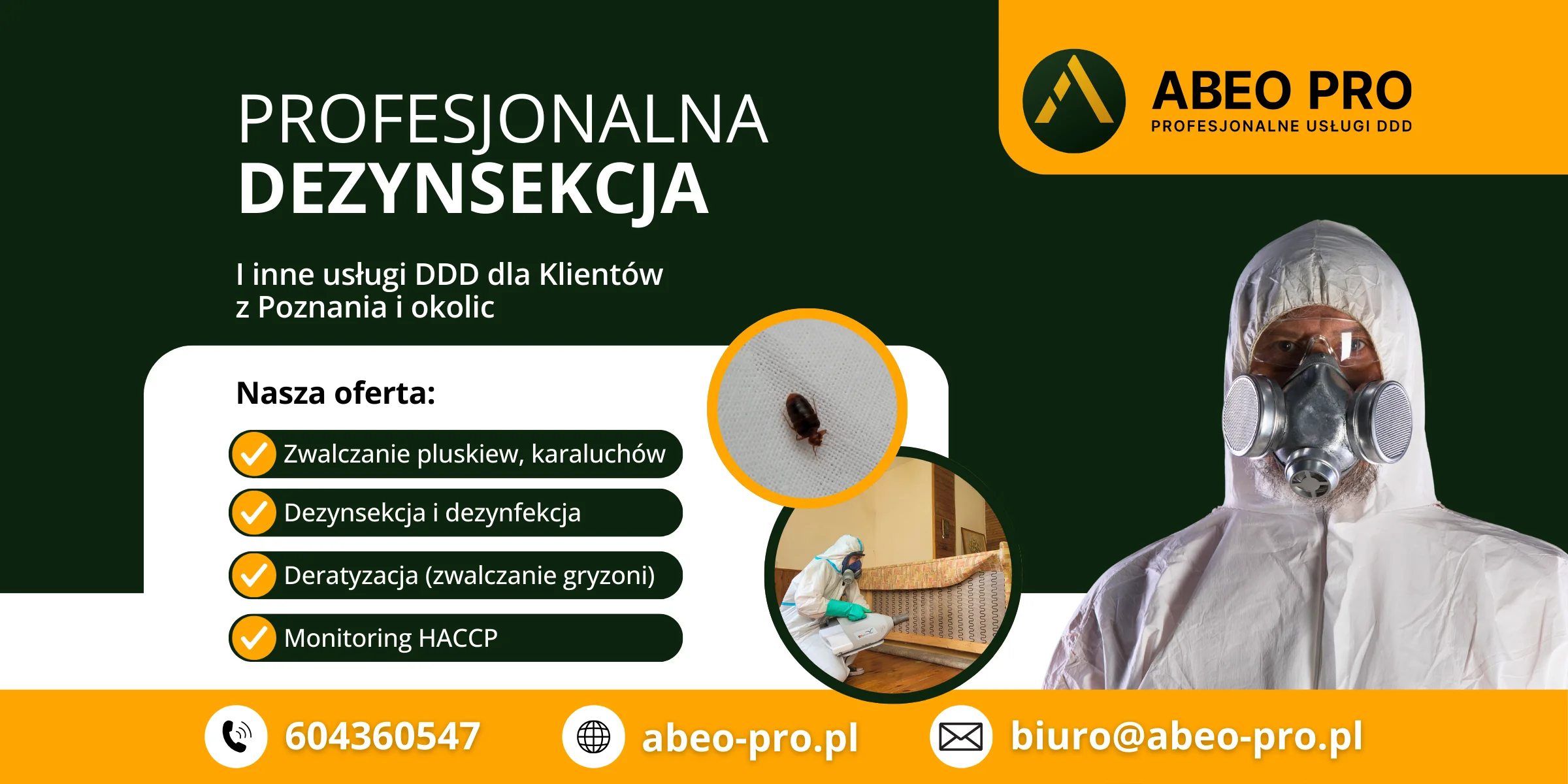 Dezynsekcja Poznań – obraz przedstawia ofertę firmy DDD ABEO PRO z Poznania